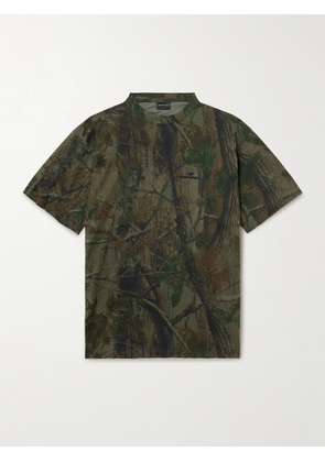 Balenciaga - Logo-Embroidered Camouflage-Print Cotton-Jersey T-Shirt - Men - Green - M