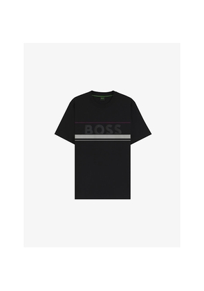 Mens Boss Brand-Print Short-Sleeve Cotton T-Shirt