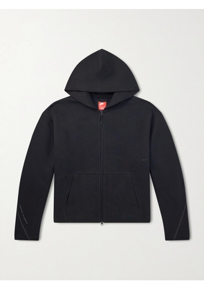 Nike - Tech Cropped Logo-Embroidered Fleece Zip-Up Hoodie - Men - Black - S