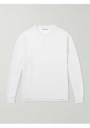 Acne Studios - Embroidered Organic Cotton-Blend Jersey Henley Sweatshirt - Men - Gray - XS