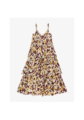 Womens Ro&Zo Confetti-Print V-Neck Tiered Cotton Maxi Dress