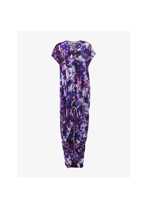 Womens Leem Ruched-Front Printed Woven Kaftan