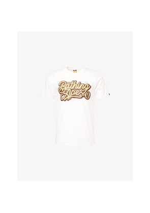 Mens A Bathing Ape Script Logo-Print Cotton T-Shirt