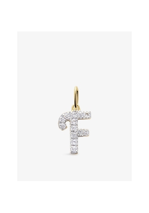 Womens Monica Vinader F Letter 14ct Yellow-Gold and Lab-Grown Diamond Charm