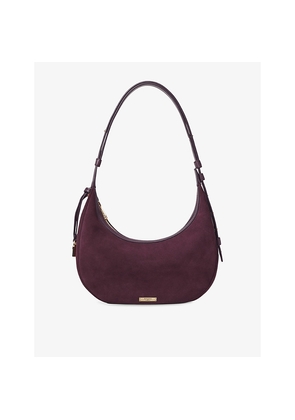 Womens Aspinal Of London Hudson Crescent Small Suede Shoulder Bag
