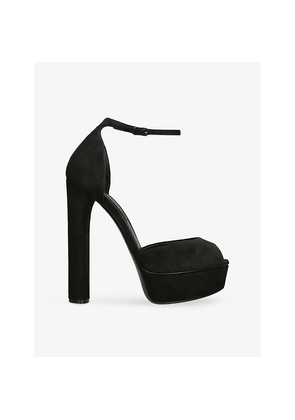 Womens Casadei Flora 140 Platform Peep Suede Pumps