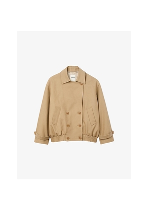 Womens Sandro Relaxed-Fit Double-Breasted Cotton Trench Coat