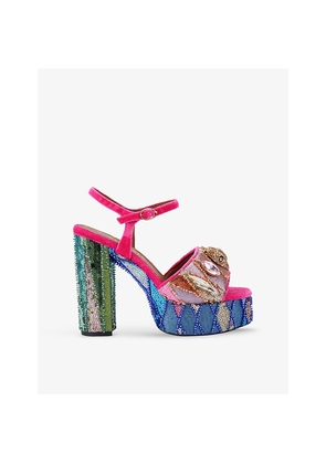 Womens Kurt Geiger London Kensington Sequin-Embellished Woven Platform Sandals