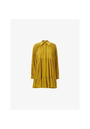 Womens Leem Long-Sleeve A-Line Cotton-Blend Tunic Top