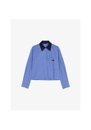 Womens Maje Rhinestone-Embellished Removable-Collar Cotton Shirt