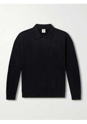 VETEMENTS - Logo-Embroidered Distressed Cotton-Jersey Sweatshirt - Men - Black - XS