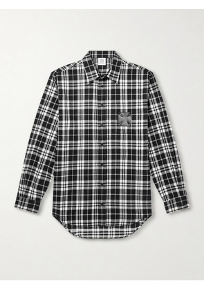 VETEMENTS - Leather-Appliquéd Checked Cotton-Flannel Shirt - Men - Multi - XS