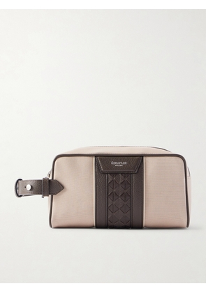 Serapian - Full-Grain Leather-Trimmed Canvas Wash Bag - Men - Neutrals