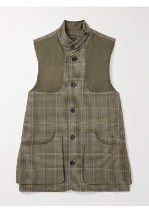 Purdey - Faux Suede-Trimmed Wool-Tweed Gilet - Men - Brown - S
