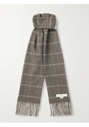 Purdey - Tom Fringed Checked Wool and Cashmere-Blend Scarf - Men - Neutrals