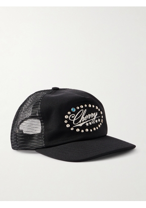 Cherry Los Angeles - Studded Five Star Logo-Embroidered Canvas and Mesh Trucker Cap - Men - Black