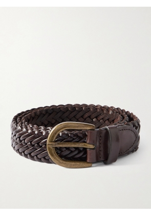MORJAS - 3cm Woven Leather Belt - Men - Brown - EU 85