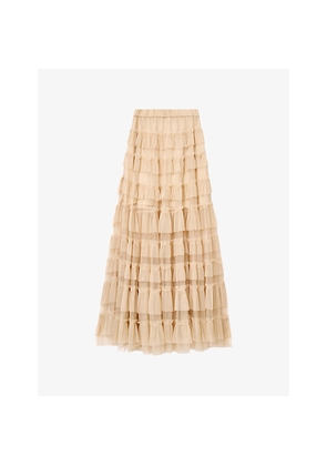 Womens Allsaints Aude Ruffle Woven Maxi Skirt