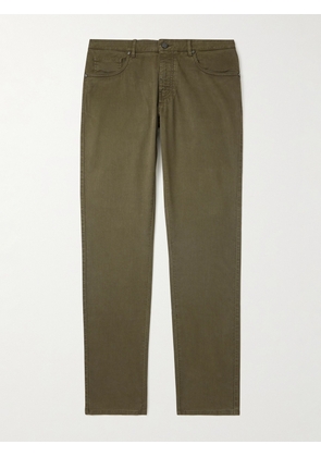 Purdey - Slim-Fit Straight-Leg Cotton-Blend Twill Trousers - Men - Green - UK/US 30