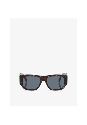 Fe40156I Fendi Diagonal Rectangular-Frame Acetate Sunglasses