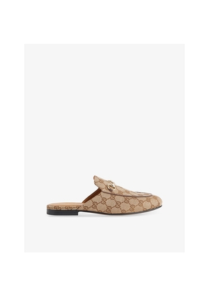 Womens Gucci Princetown GG Canvas Mules