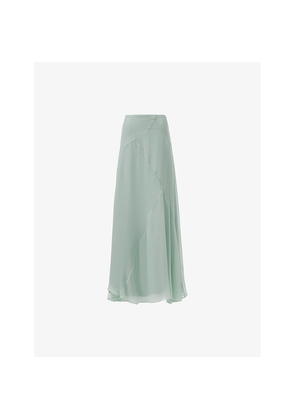 Womens Leem Asymmetric-Panel High-Waist Chiffon Midi Skirt