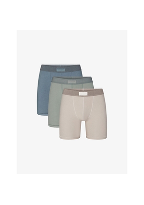 Mens Skims Branded-Waistband Pack-Of-Three Cotton-Modal Jersey Boxer Briefs
