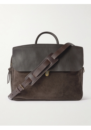 Bleu de Chauffe - Zeppo Duo Full-Grain Leather-Trimmed Suede Briefcase - Men - Brown