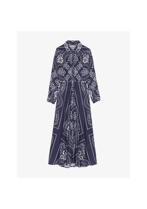 Womens Maje Paisley-Print Long-Sleeve Woven Maxi Dress