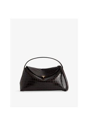 Womens Toteme T-Lock Croco Leather Top Handle Bag