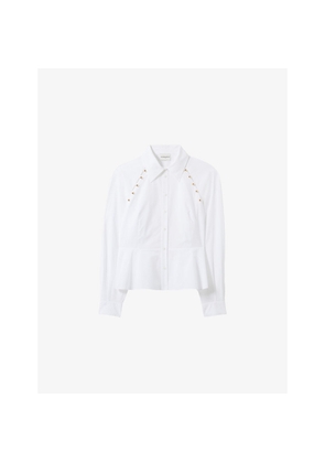 Womens Claudie Pierlot Pointed-Collar Embellished Cotton-Poplin Shirt