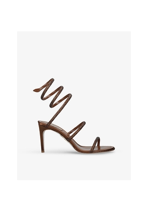 Womens Rene Caovilla Cleo 80 Embellished-Satin Heeled Sandals