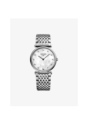Mens Longines La Grande Classique Mother-Of-Pearl Stainless-Steel and 0.081ct Diamond Quartz Watch