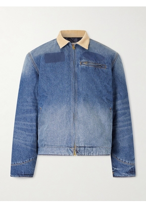 Cherry Los Angeles - Sun Faded Corduroy-Trimmed Denim Jacket - Men - Blue - S