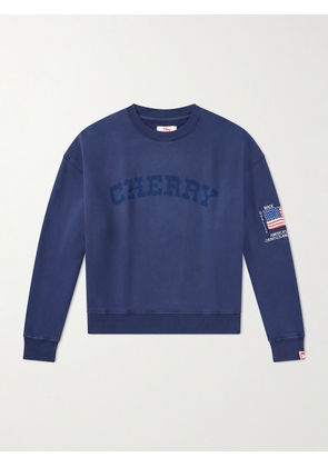 Cherry Los Angeles - America's Favorite Crewneck Logo-Print Embroidered Cotton-Jersey Sweatshirt - Men - Blue - XS