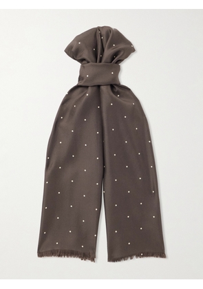 Favourbrook - Polka-Dot Silk-Twill Scarf - Men - Brown