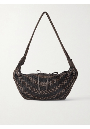 LEMAIRE - Croissant Leather-Trimmed Fishnet Messenger Bag - Men - Brown