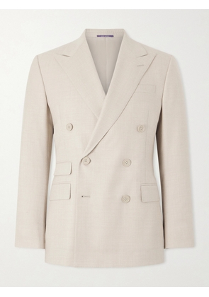 Ralph Lauren Purple Label - Double-Breasted Wool-Flannel Blazer - Men - Neutrals - UK/US 36