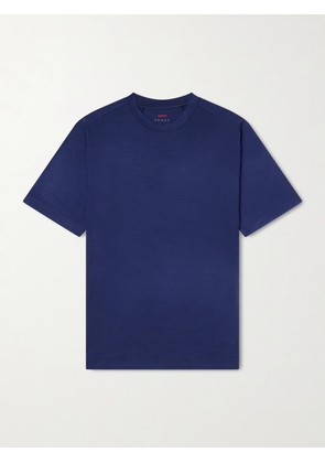 SEASE - Runner Logo-Print Merino Wool T-Shirt - Men - Blue - M