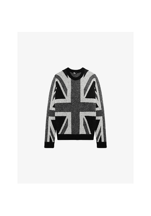 Mens The Kooples Union Jack-Intarsia Regular-Fit Knitted Jumper