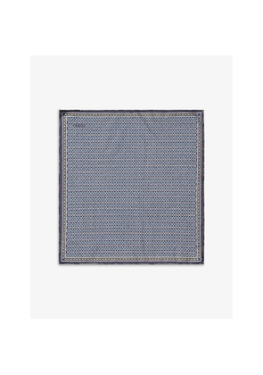 Mens Eton Geometric-Print Two-Face Wool Pocket Square