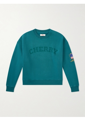Cherry Los Angeles - America's Favorite Crewneck Logo-Print Embroidered Cotton-Jersey Sweatshirt - Men - Blue - XS
