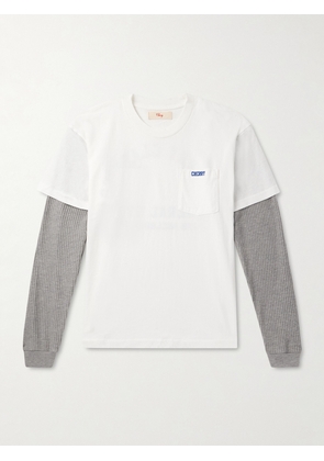 Cherry Los Angeles - General Store Logo-Print Layered Waffle-Knit and Cotton-Jersey T-Shirt - Men - Gray - XS