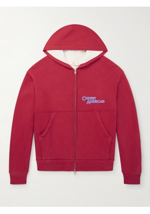 Cherry Los Angeles - Logo-Print Cotton-Jersey Zip-Up Hoodie - Men - Red - XS