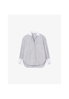 Womens Sandro Striped Relaxed-Fit Cotton Shirt