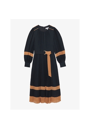 Womens Reiss Tori Colour-Block Woven Midi Dress