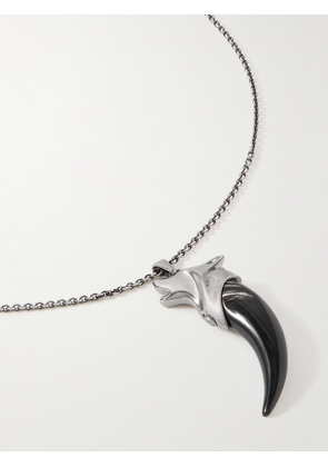 Jacques Marie Mage - Yellowstone VI Faithful Rhodium-Plated, Horn and Blackjack Turquoise Pendant Necklace - Men - Silver