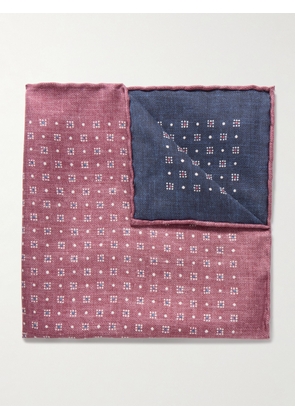 Brunello Cucinelli - Printed Silk Pocket Square - Men - Burgundy