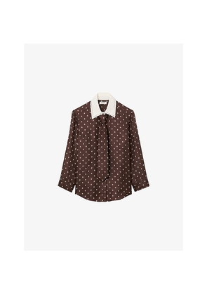 Womens Sandro Floaty Patterned Silk Shirt