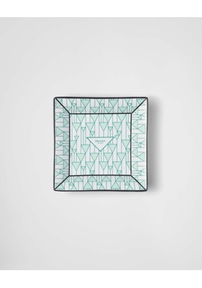 Large square porcelain catchall tray - Vienna Green